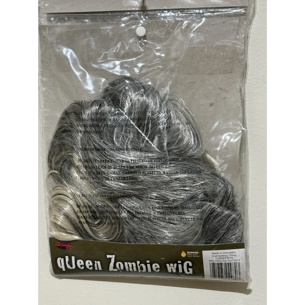 Fun World Queen Zombie Wig Black Gray Green Wavy Adult Halloween NOS 2012